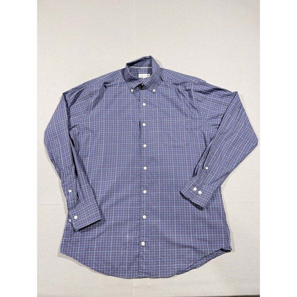 Peter Millar Men’s Medium Plaid Button Down Long Sleeve Shirt Blue Check Pattern